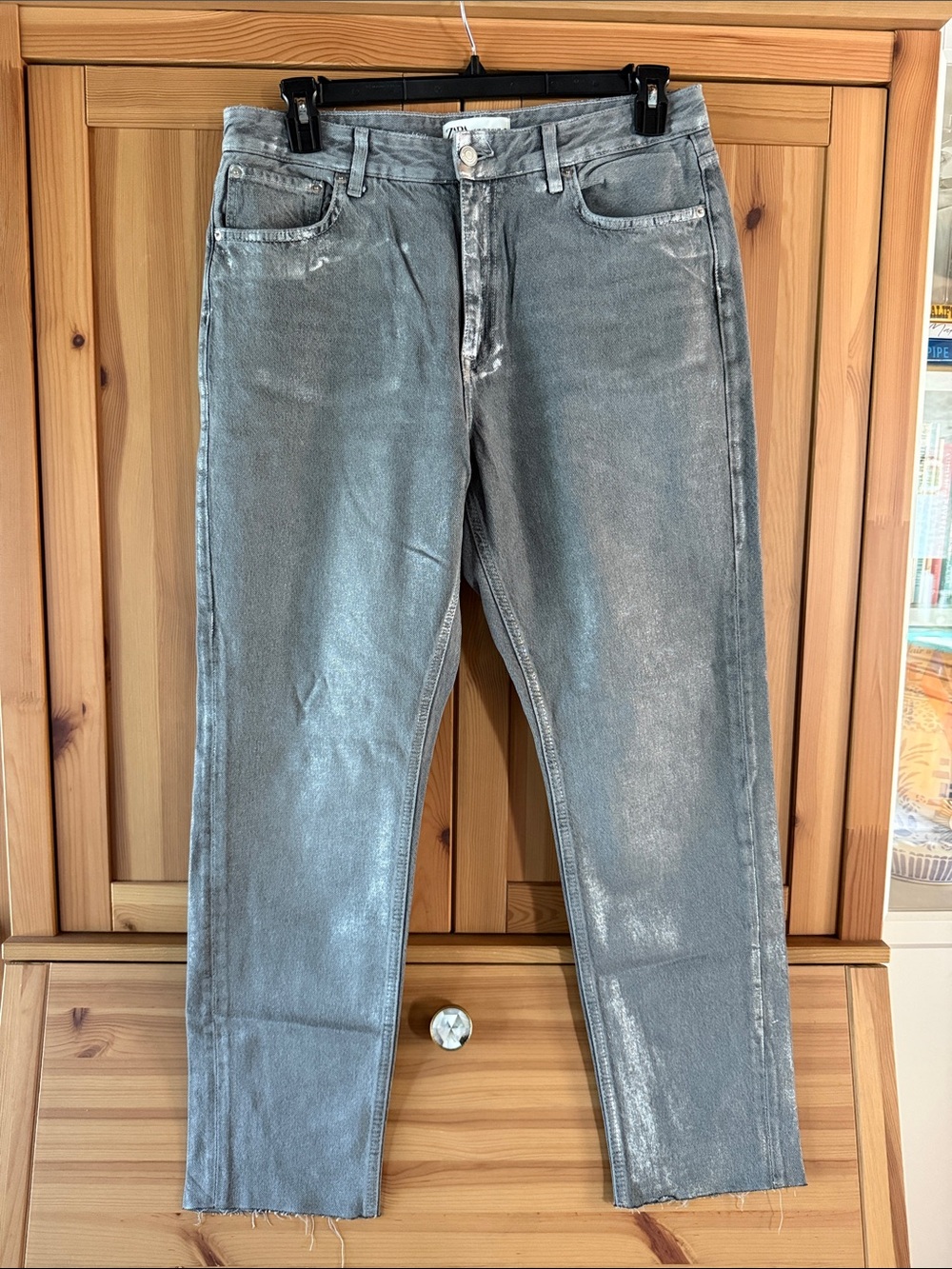 NWOT Zara Silver Wash Gray Jeans 12